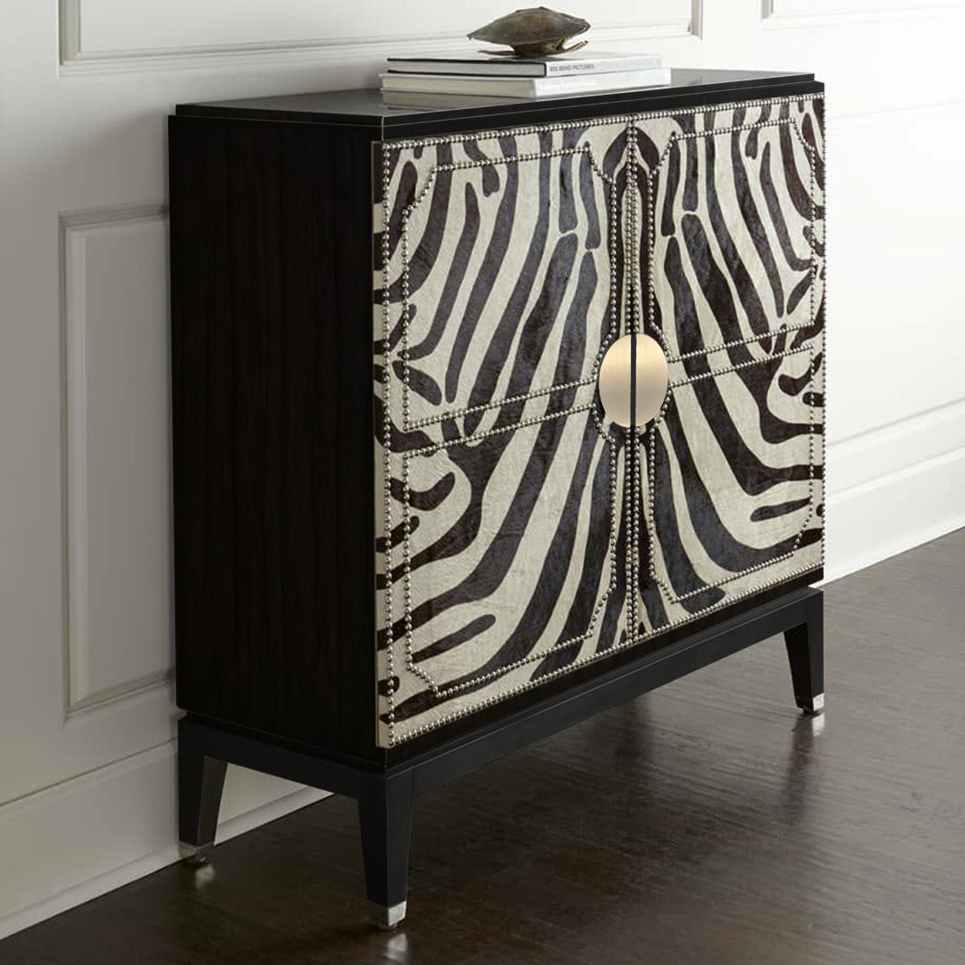Modern Bar Cabinet with Velvet  Display Shelves	