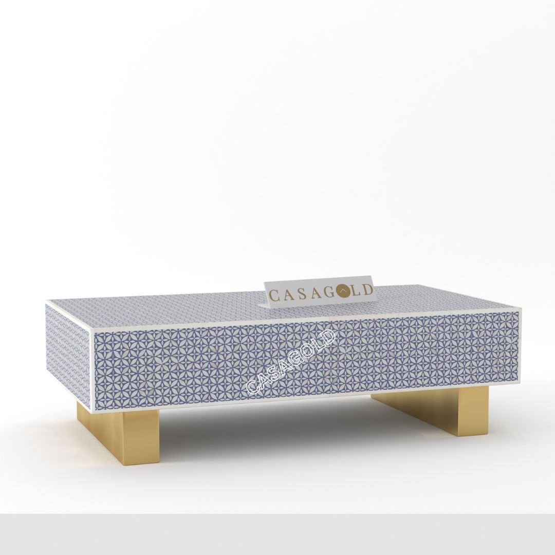 Modern Bone Inlay Rectangular Coffee Table	