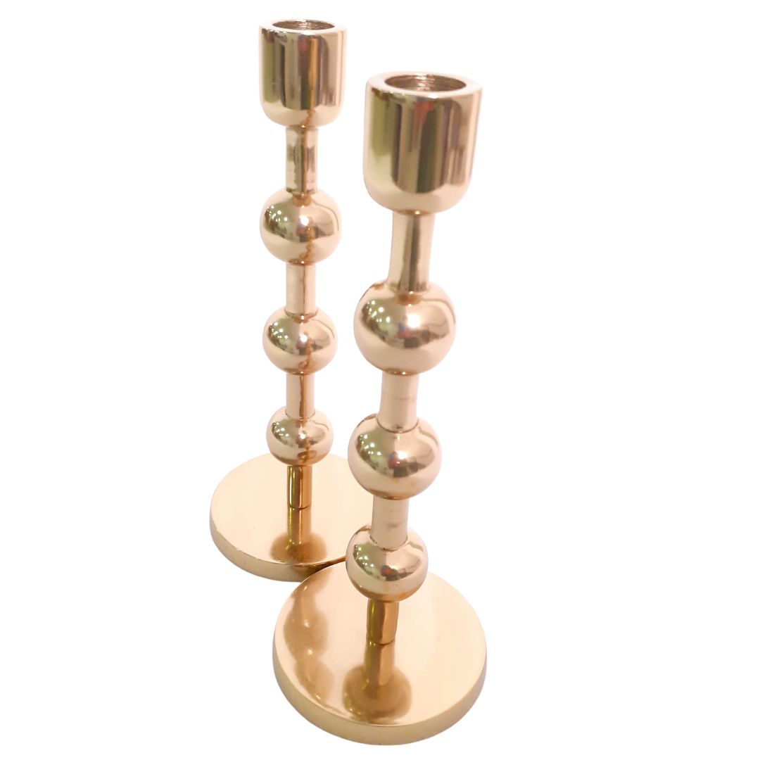 Modern Brass Candle Holder with Geometric Design	