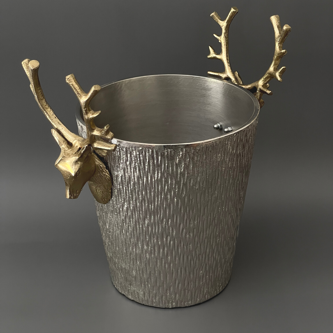 Stylish wine cooler with modern stag detail. Bar accessories