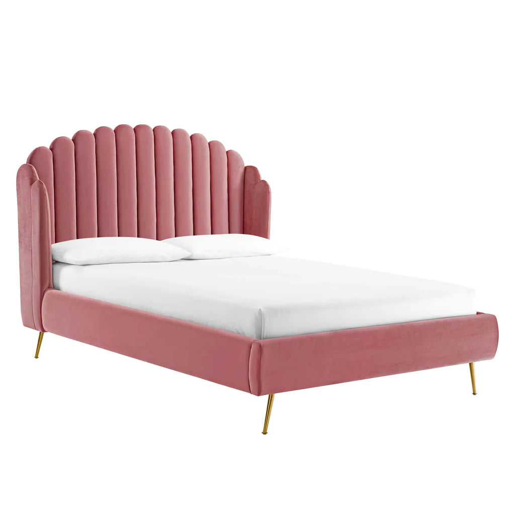 Modern king wings bed with stylish winged headboard