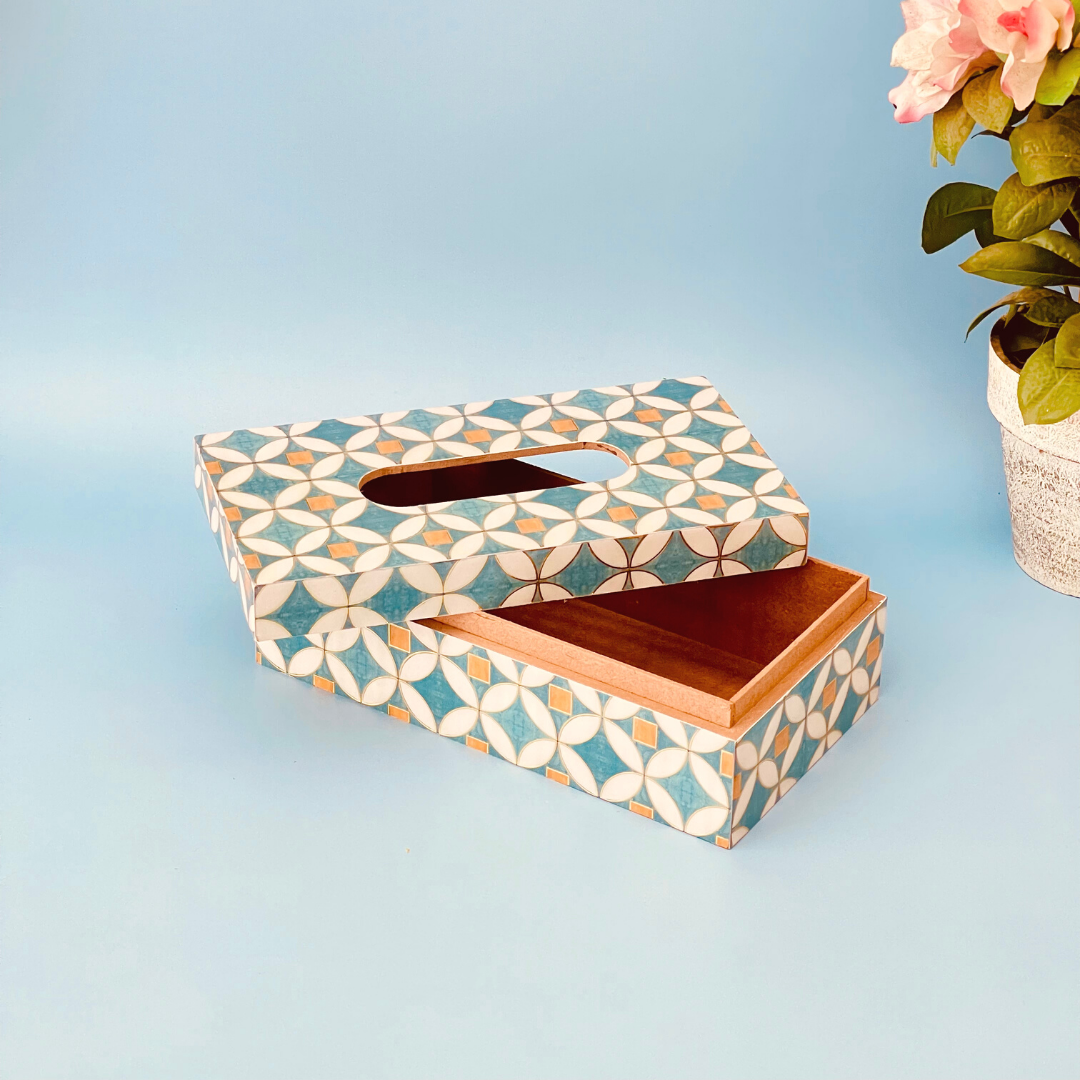 Multi-purpose tissue box with organizer features
