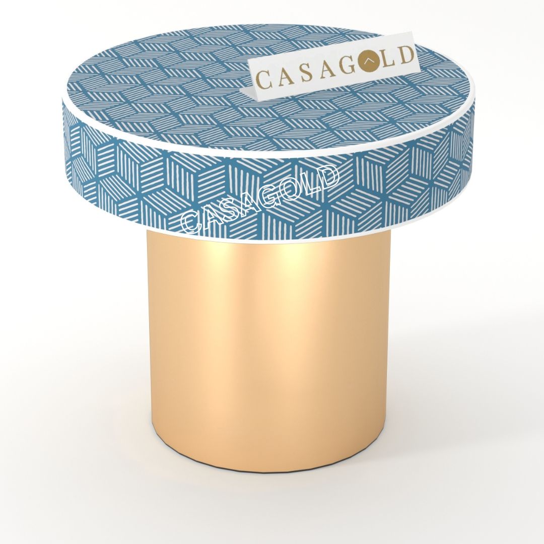 "Multicolor round bone inlay bedside table to add vibrancy to any space"
