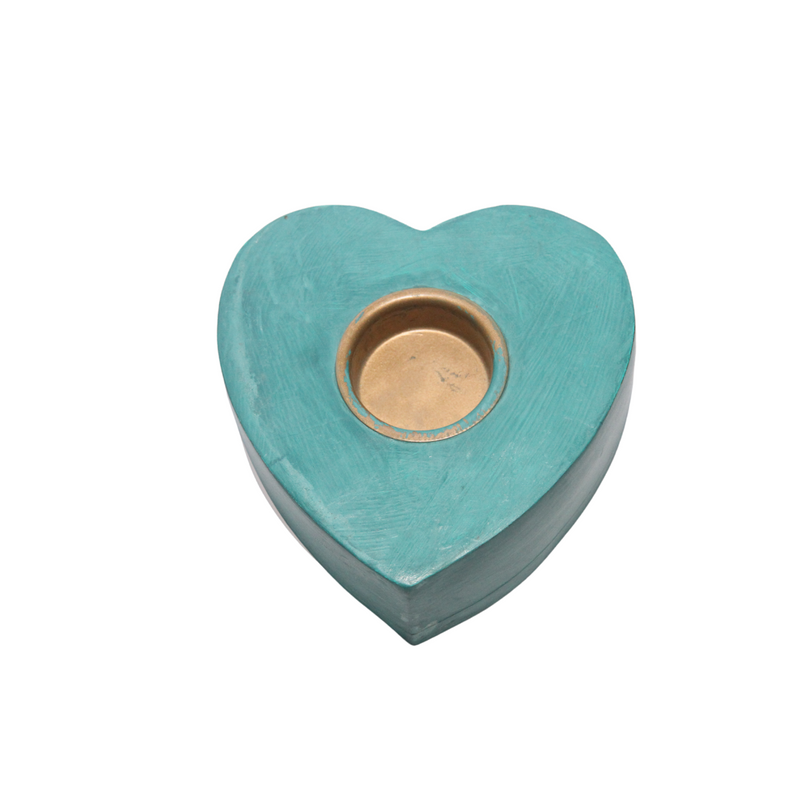 Teal Heart Candle - Set of 2