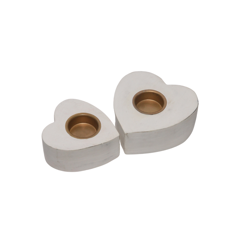 White Heart Candle - Set of 2