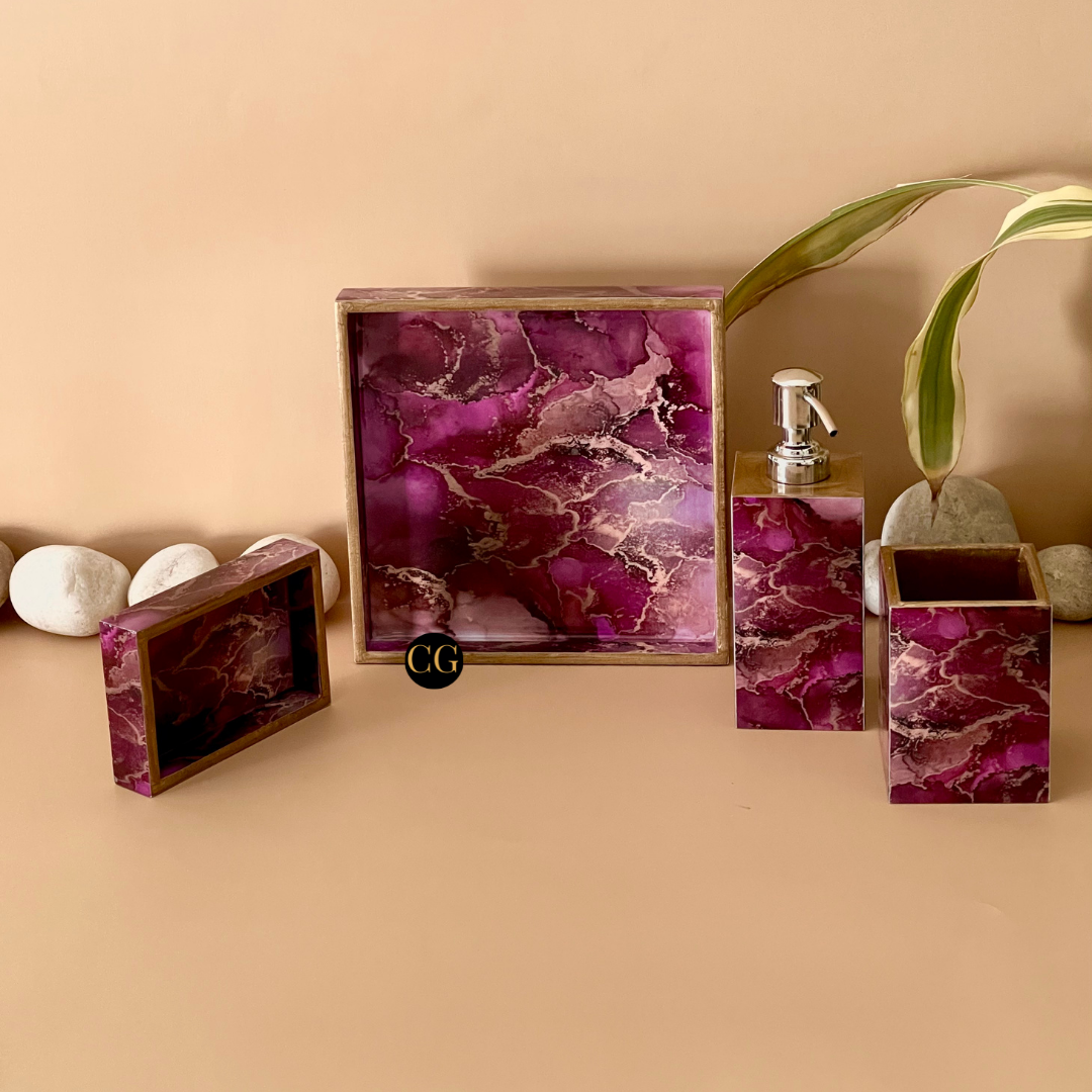 Pink and gold bathroom set for sophistication