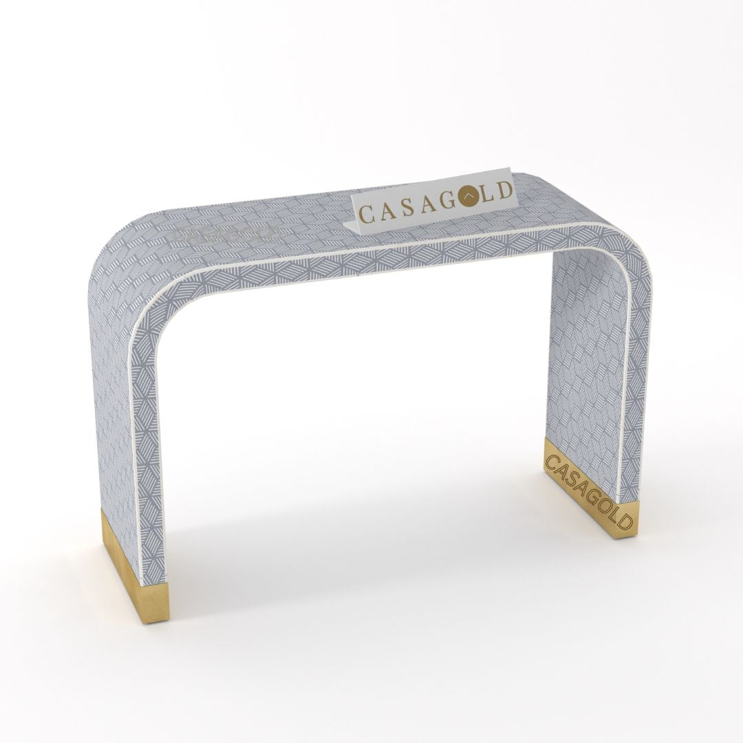 Rectangular Grey Bone Inlay Console Desk	