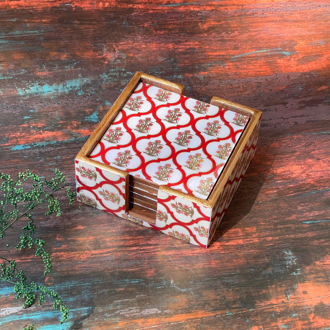 Compact coaster with built-in tissue storage
