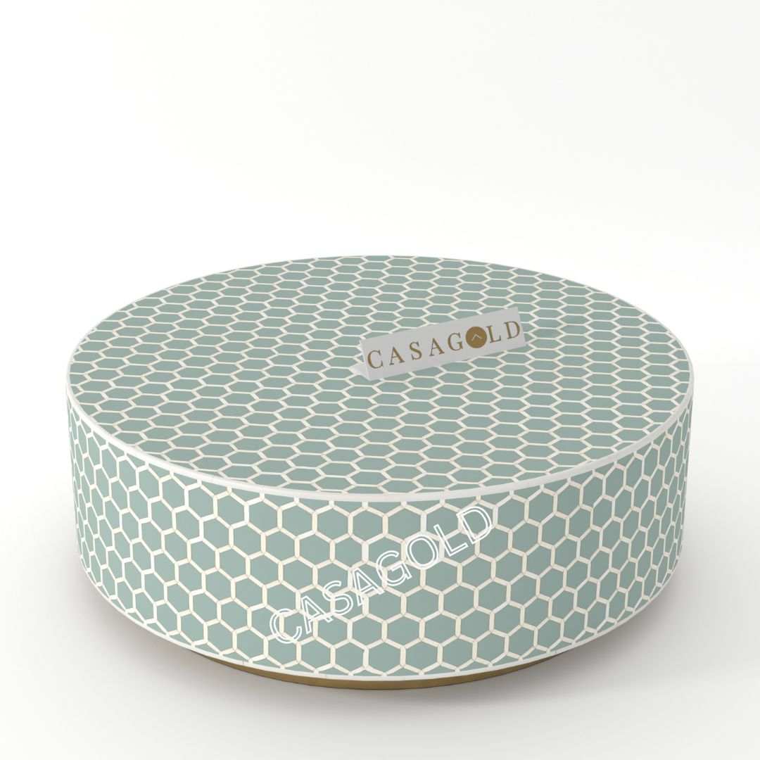 Round Bone Inlay Coffee Table for Unique Style
