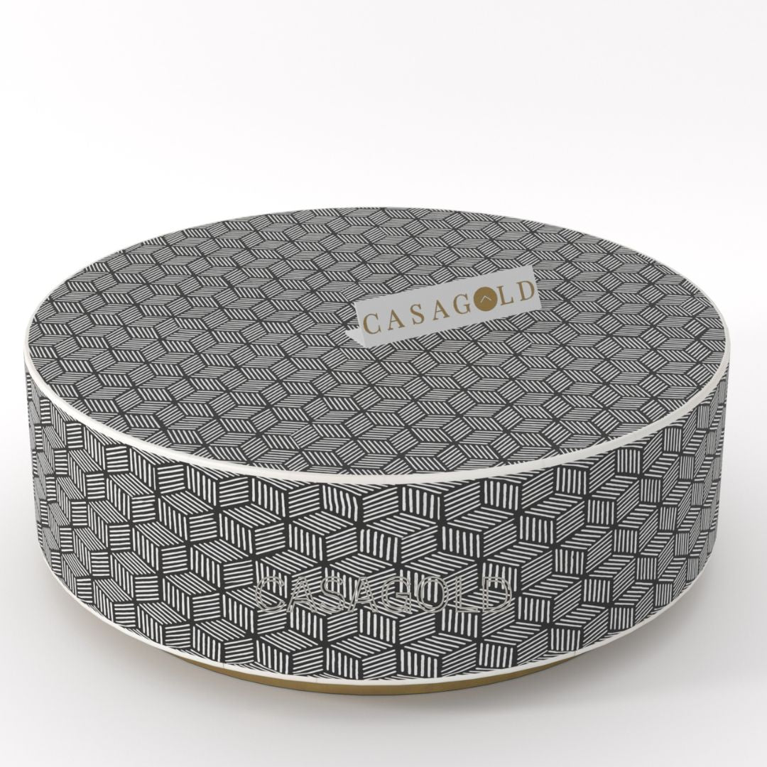 Round Inlay Coffee Table with Classic Design
