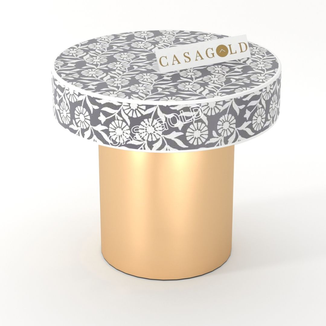 Round Inlay Bedside Table for Compact Spaces	