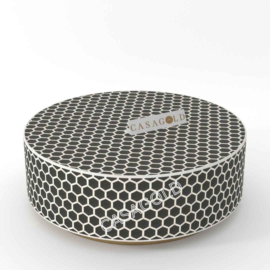 Round Inlay Coffee Table - Perfect Accent Piece
