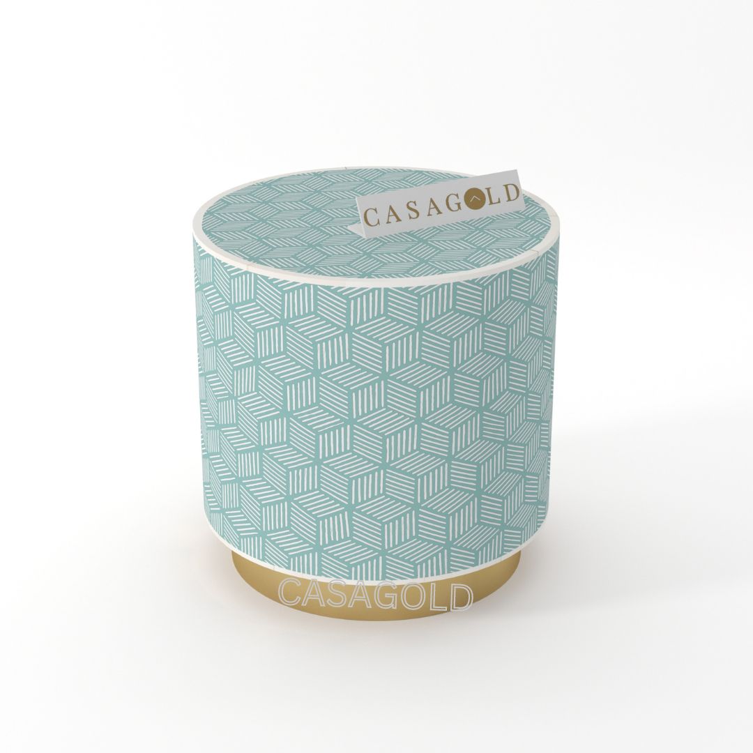 "Rustic drum inlay side table with natural handcrafted finishes"
