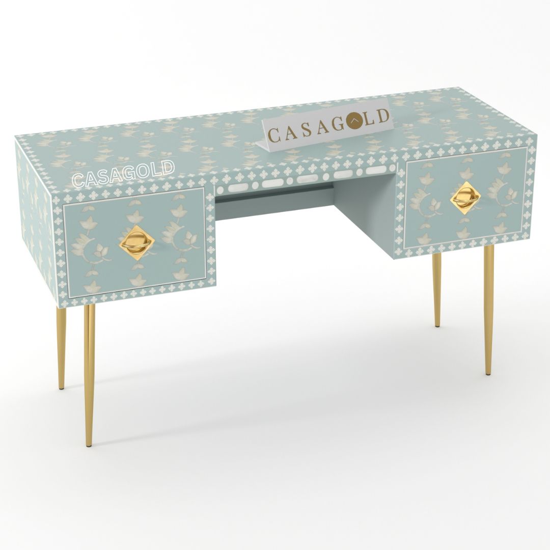 SeaGreen Bone Inlay Executive Desk	