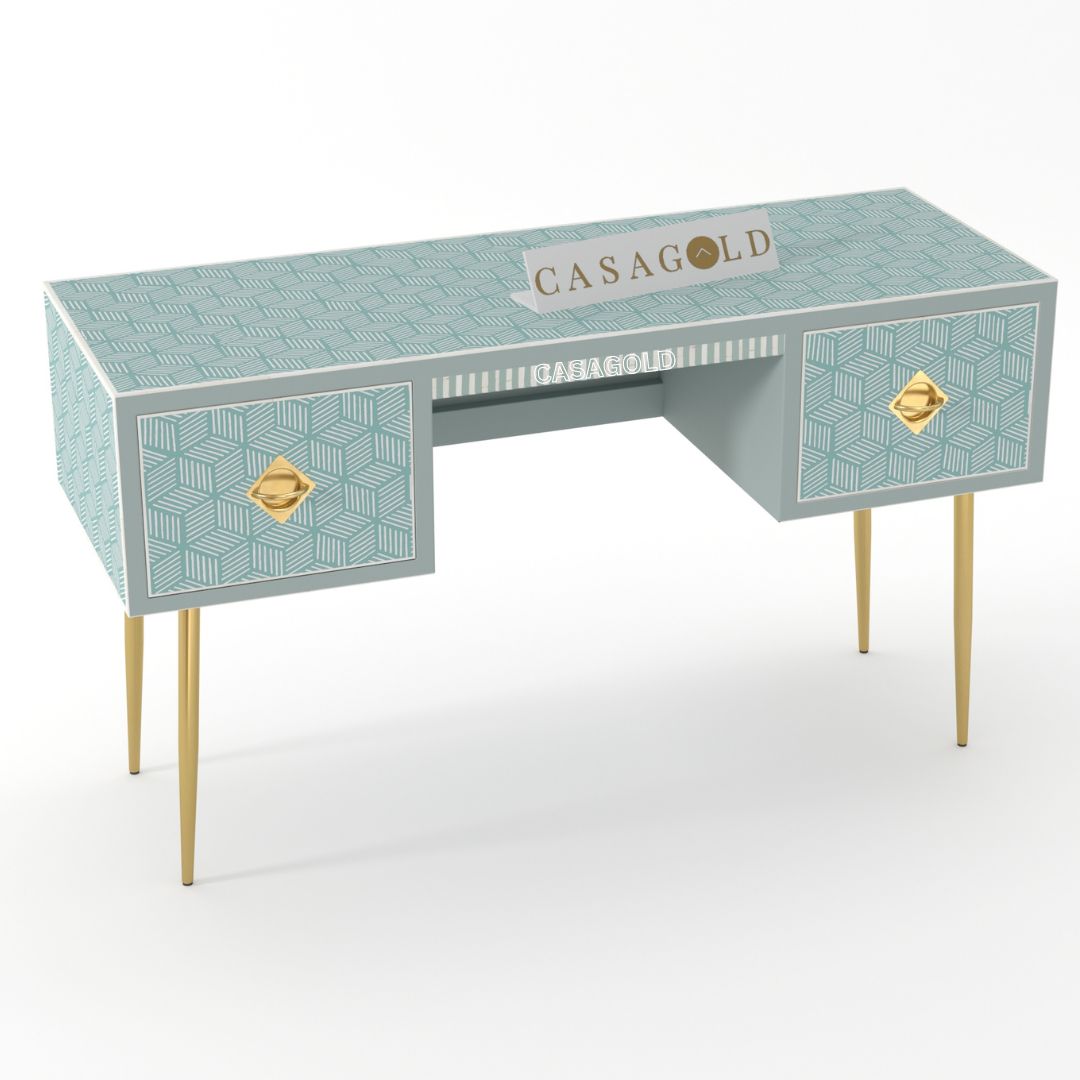 Stylish chevron bone inlay study desk for modern home offices
