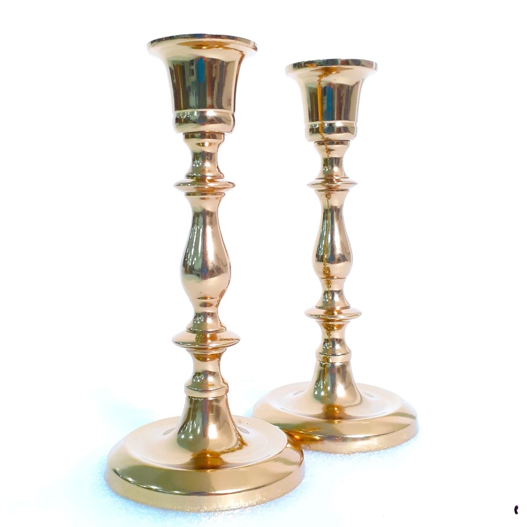Set of 2 Brass Candle Holders for Elegant Homes	