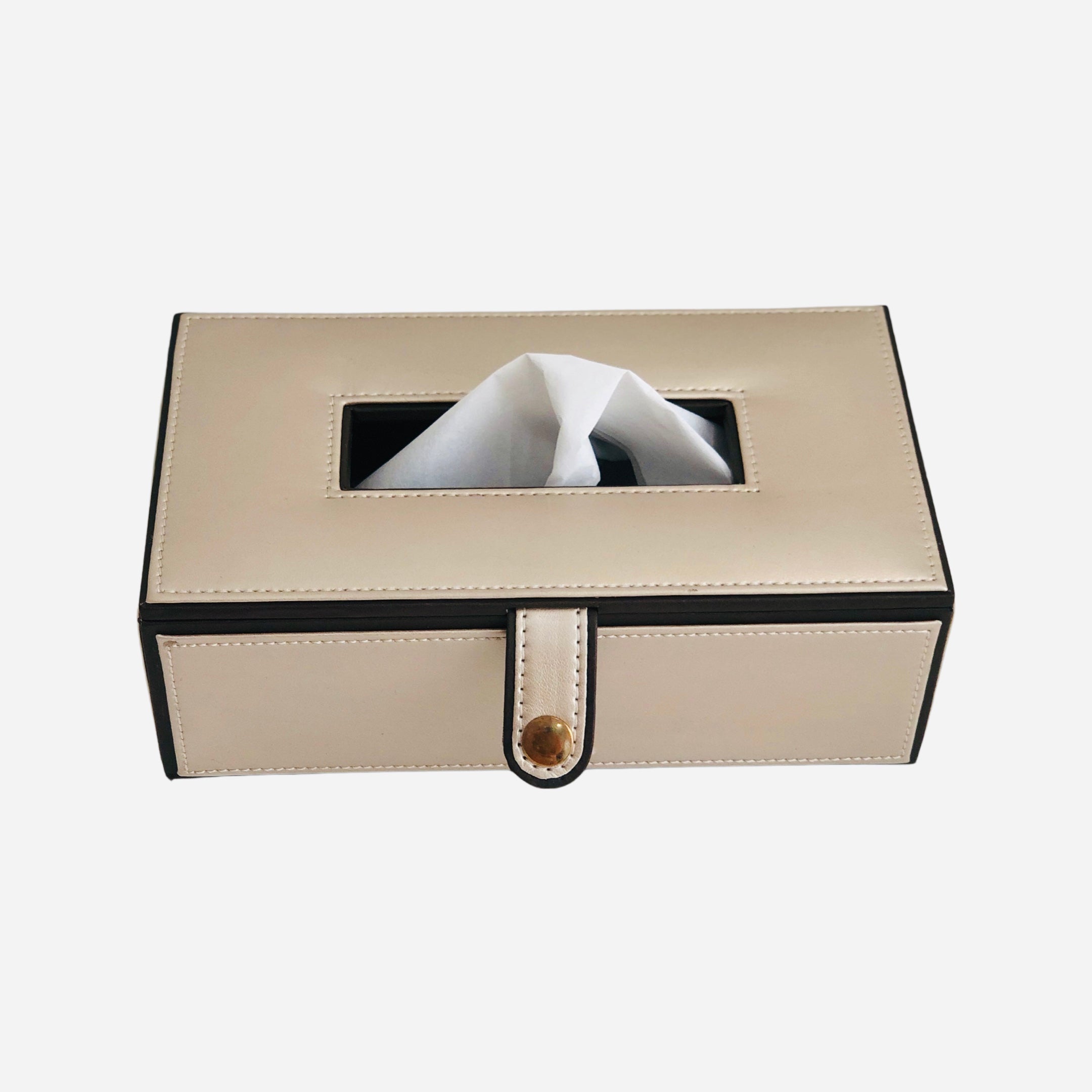 Sleek leather desk organizer featuring a cup holder
