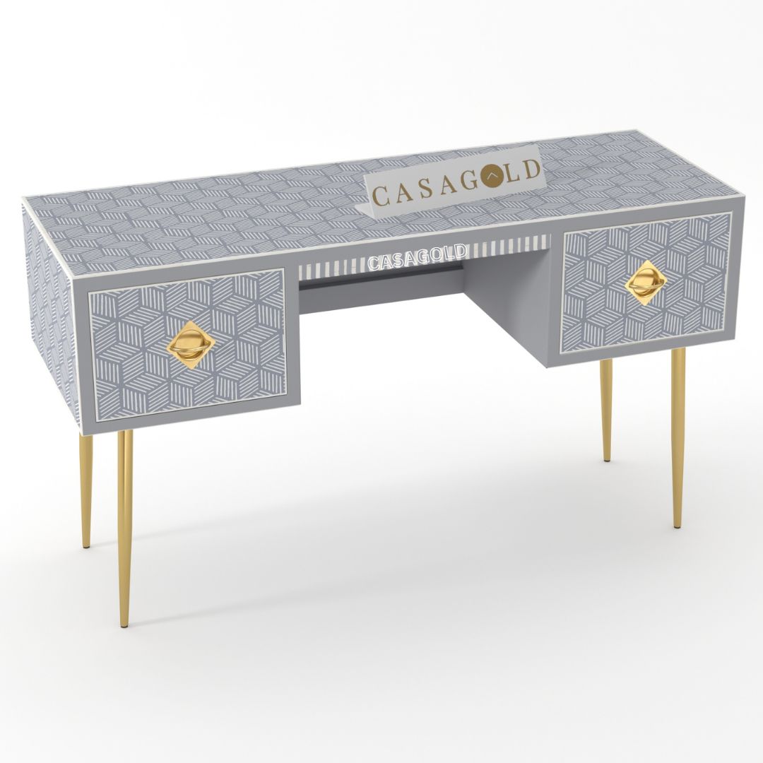 Stylish Grey chevron bone inlay study desk for modern home offices