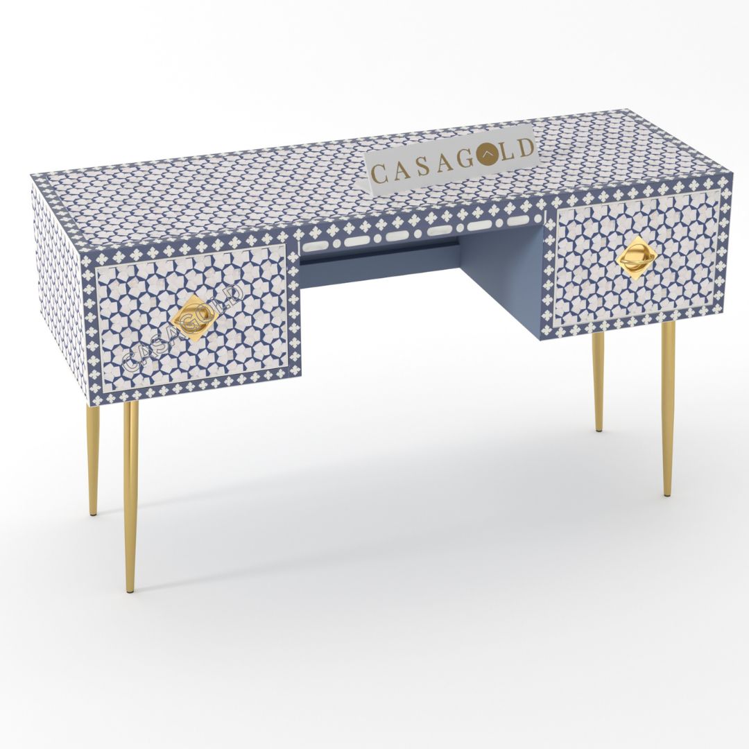 Stylish Targua pattern inlay study desk with handcrafted artistry