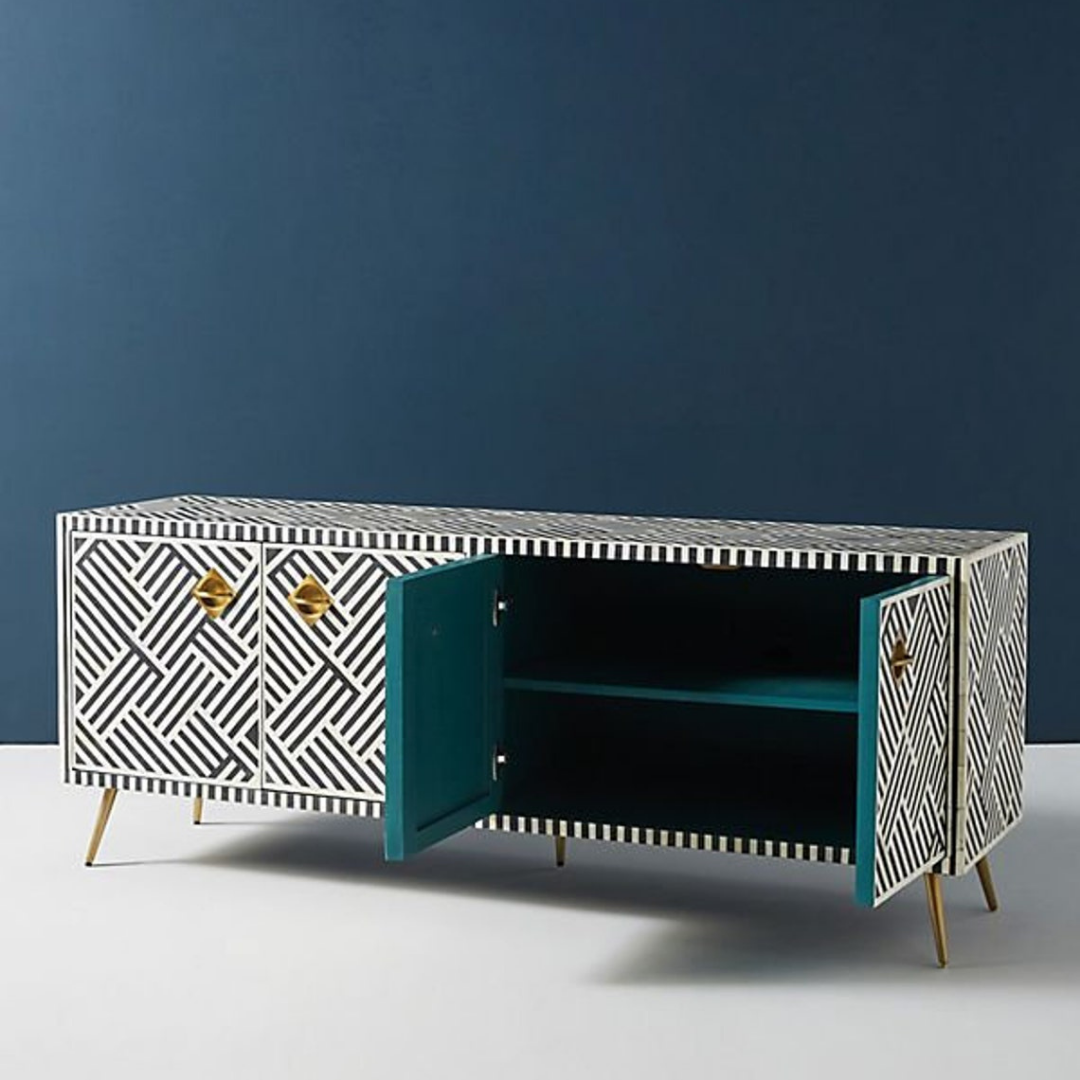 Stylish chevron grey inlay media unit
