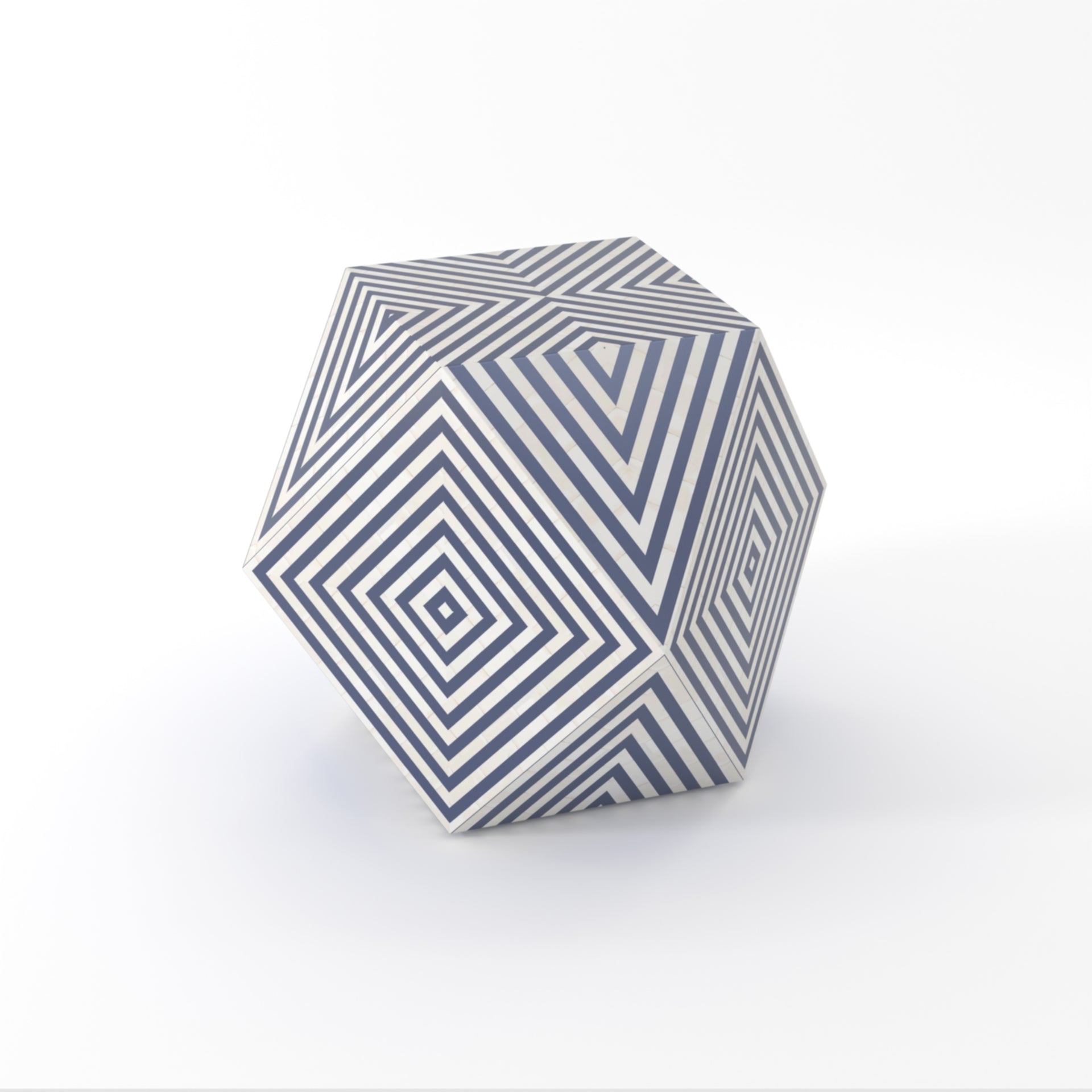 "Stylish hexagon coffee table with detailed bone inlay"
