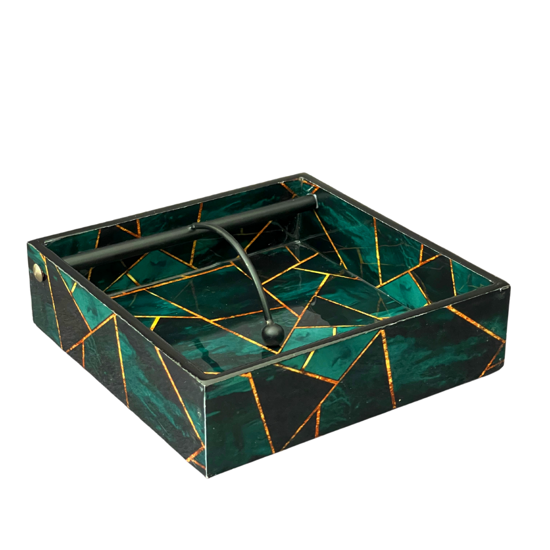 Stylish tissue tray with decorative patterns
