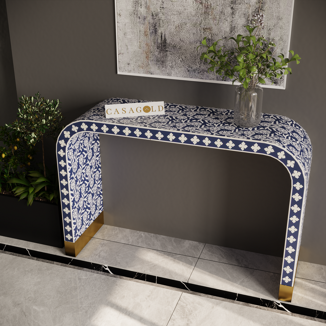 Inlay Sunflower Console Table