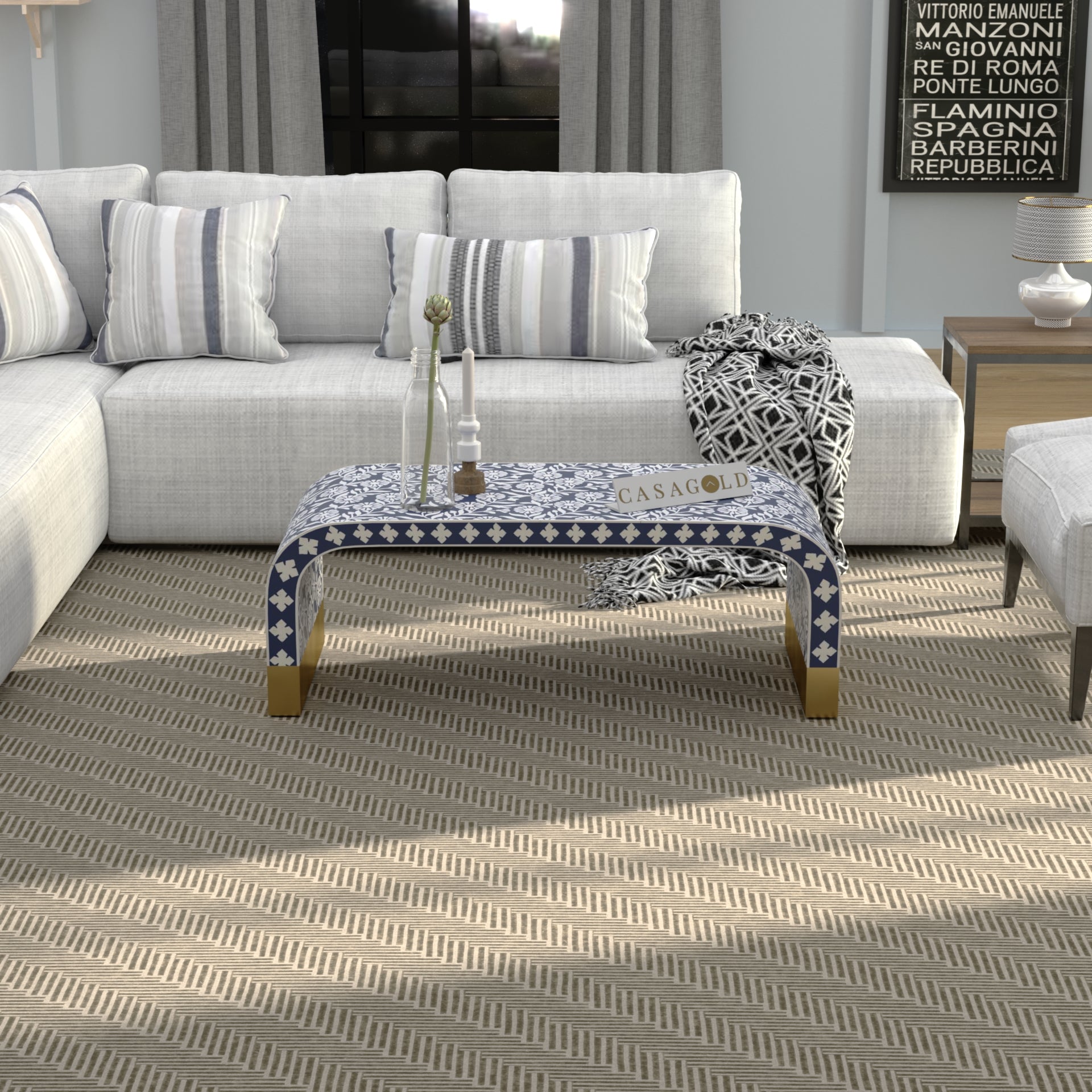 Sunflower Bone Inlay Rectangular Coffee Table	