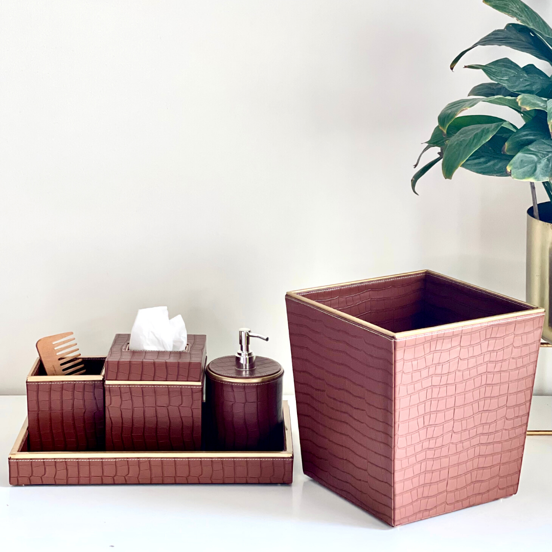 Tan Bathroom Accessories Set for Luxe Bathrooms	