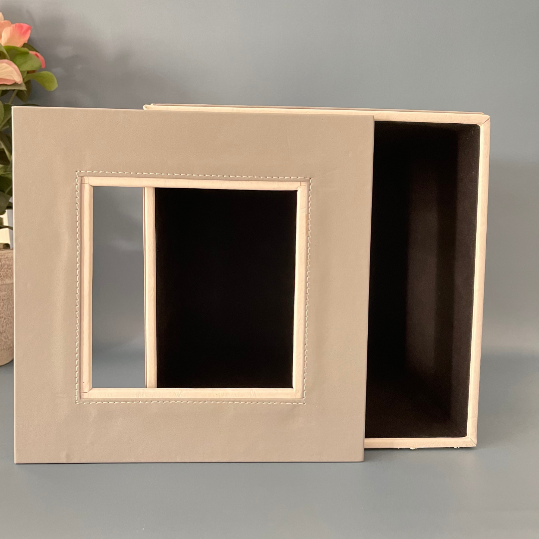 Tan luxury dustbin in a corner