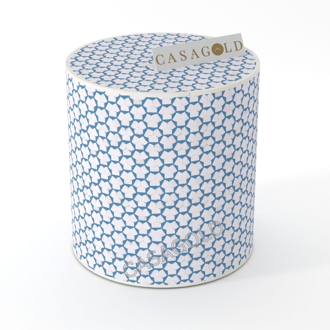 Targua Pattern Drum Inlay Side Table	