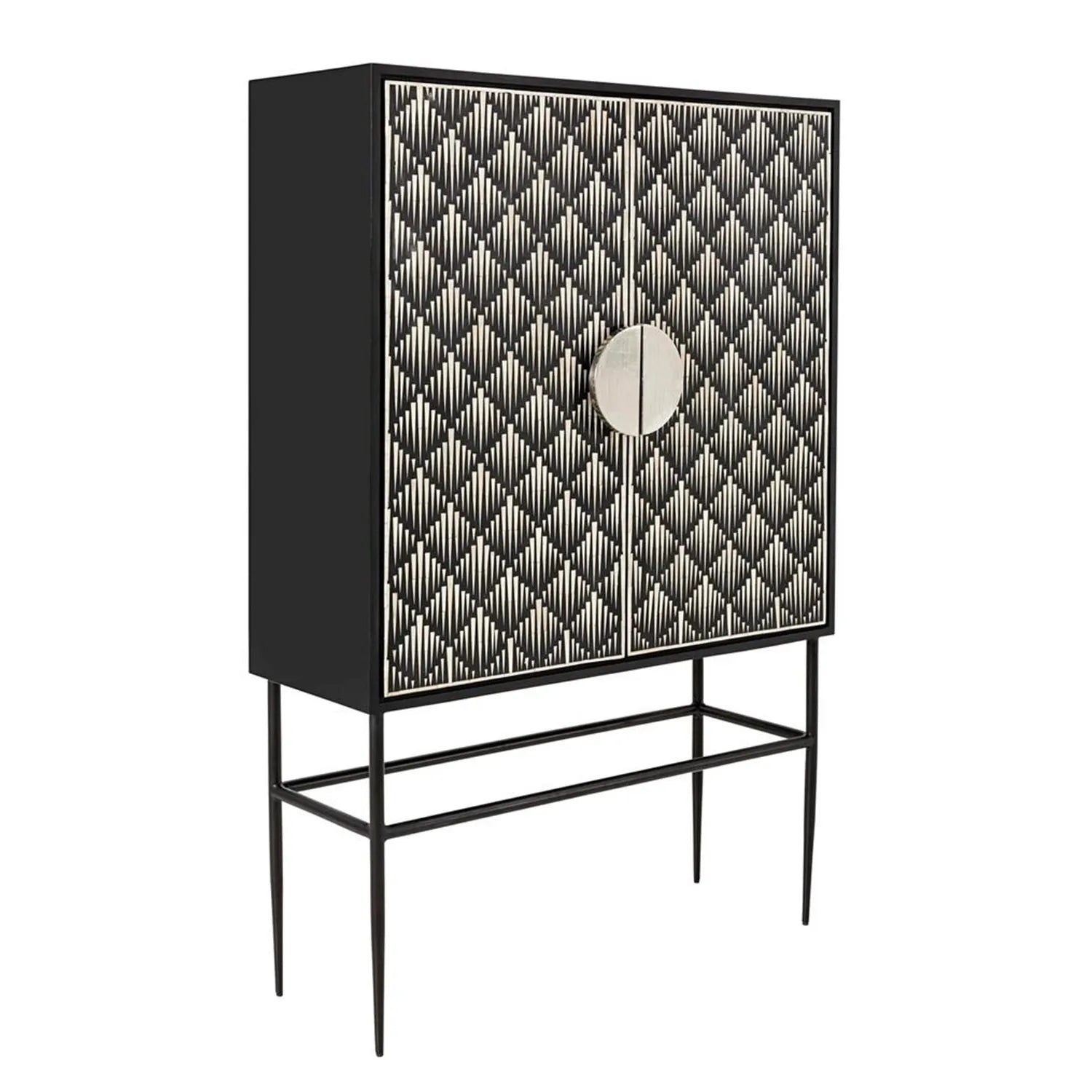 Traditional Indian Bone Inlay Storage Cabinet	