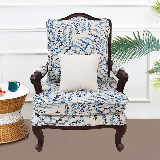 Luxe tufted velvet lounge chair with a wood-accented base
