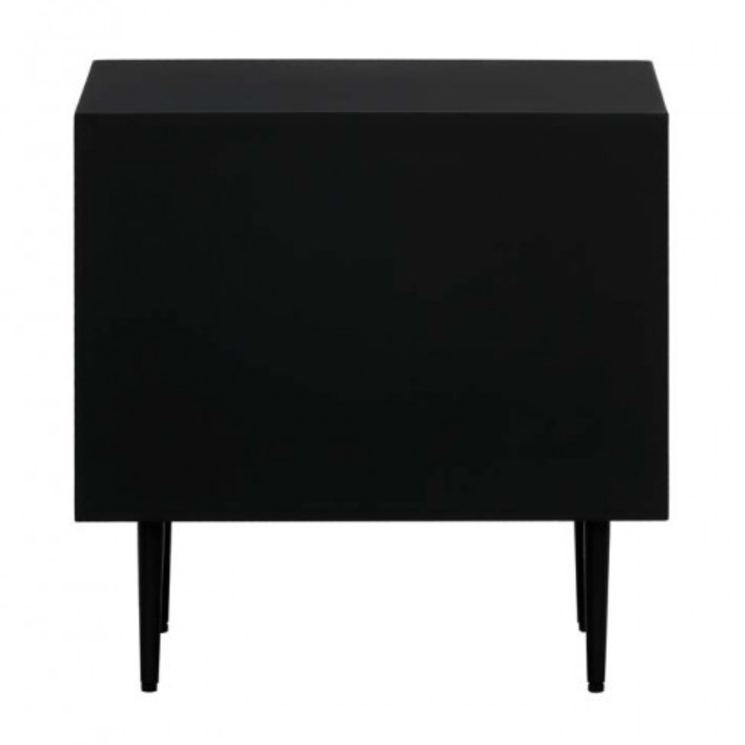 "Vintage-style rectangular bone inlay bedside table featuring a strong gold frame"
