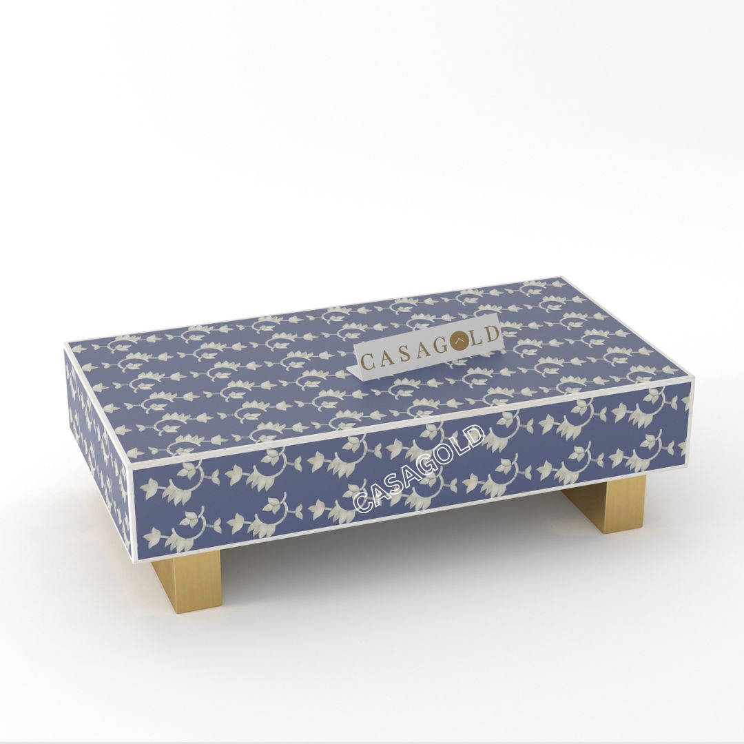 Vintage Bone Inlay Rectangular Coffee Table	