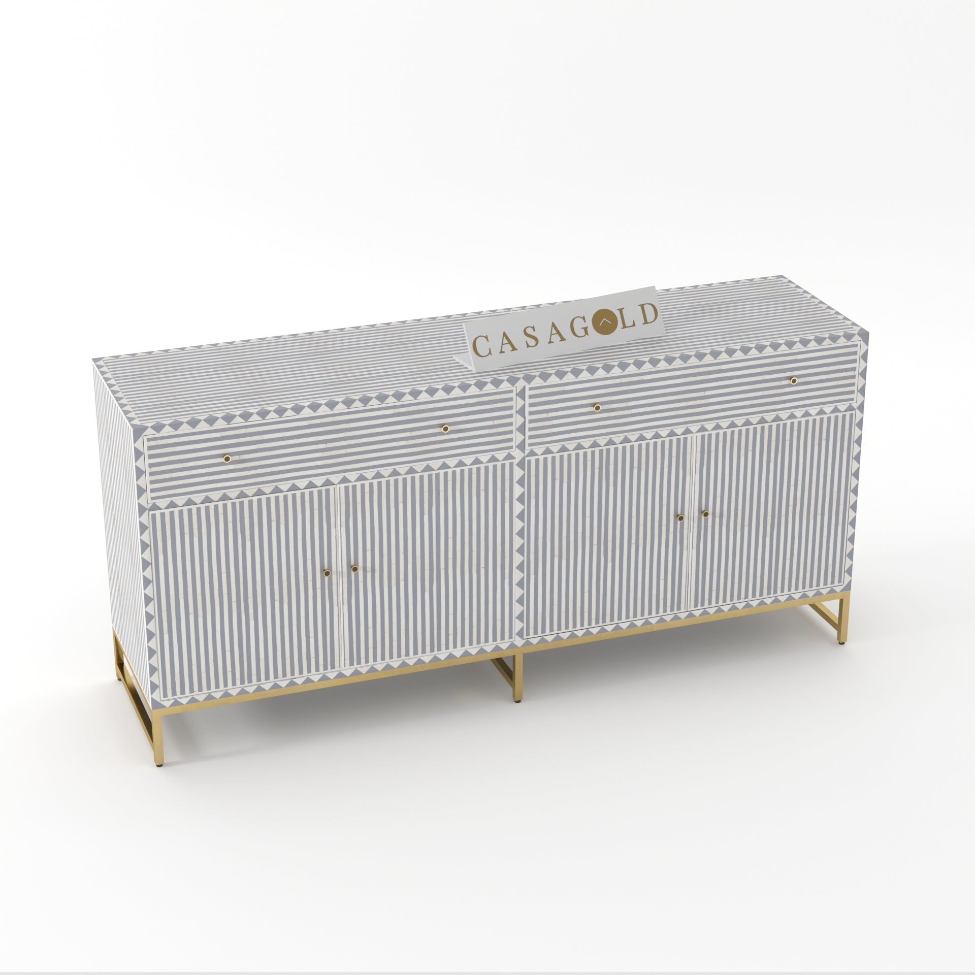 Waterfall Grey bone inlay storage cabinet