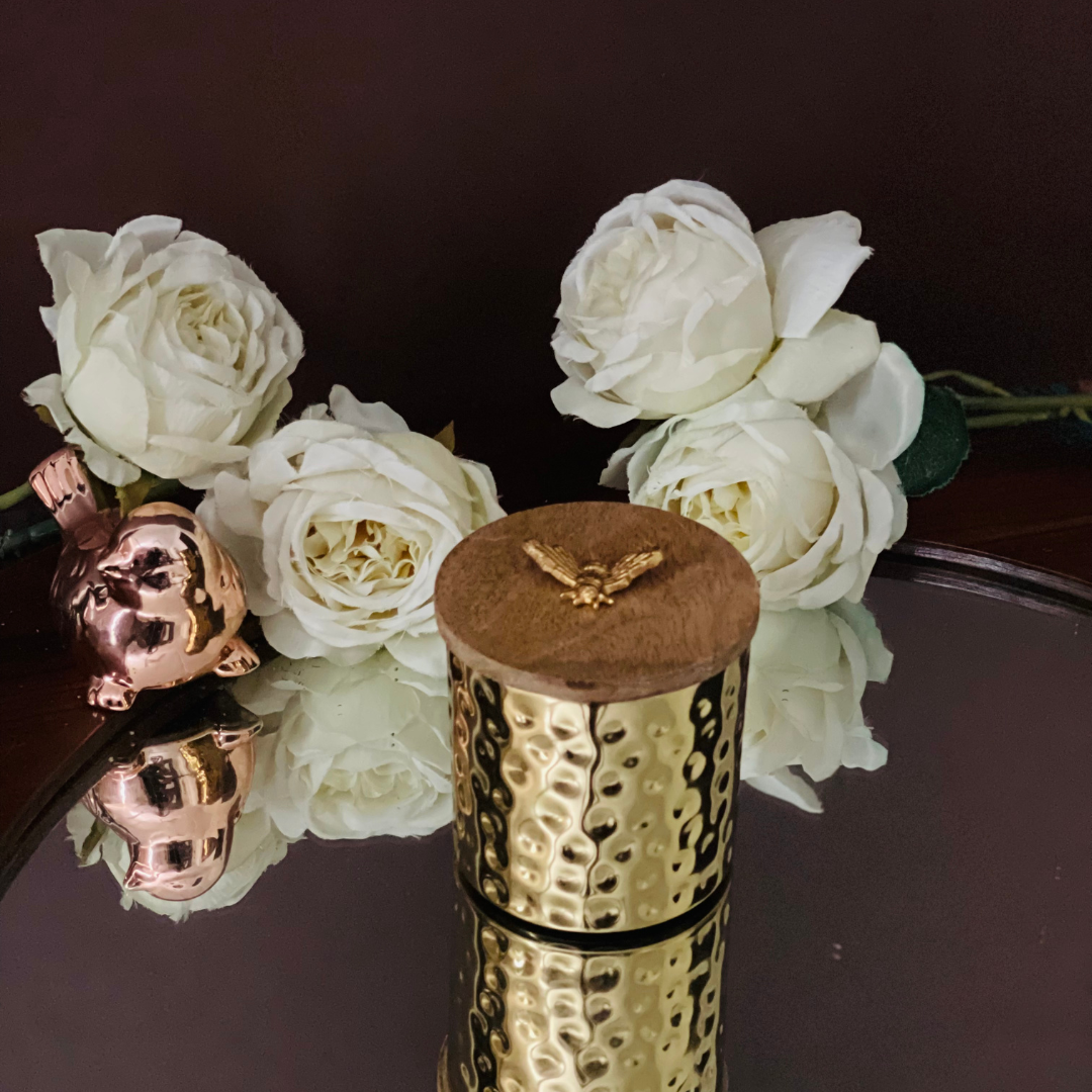 Wax votive candle creating romantic ambiance
