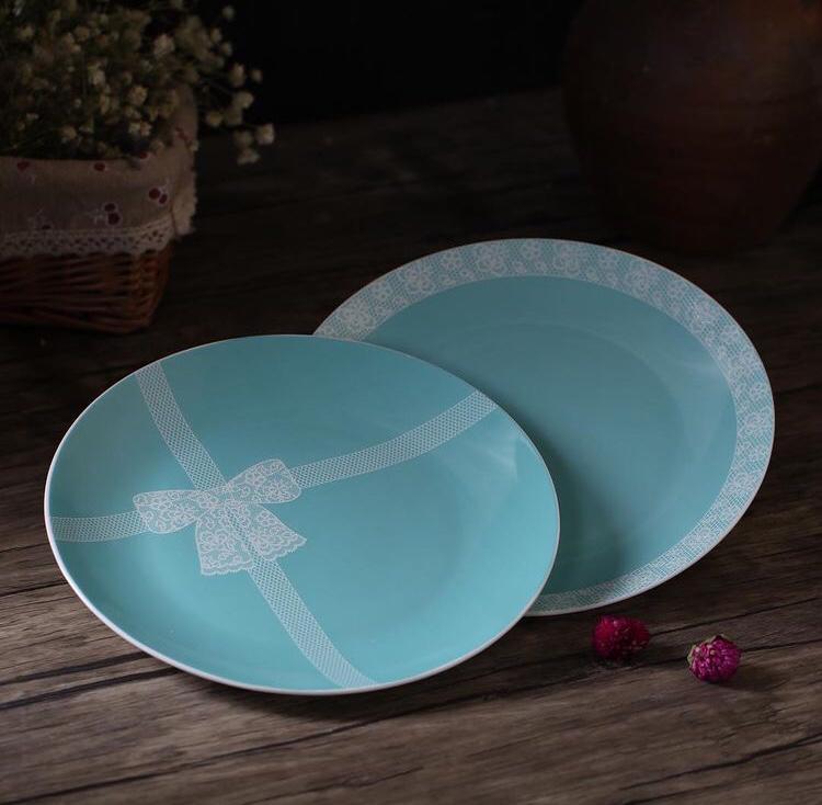 Turquoise Border Plates - Set of 2/4