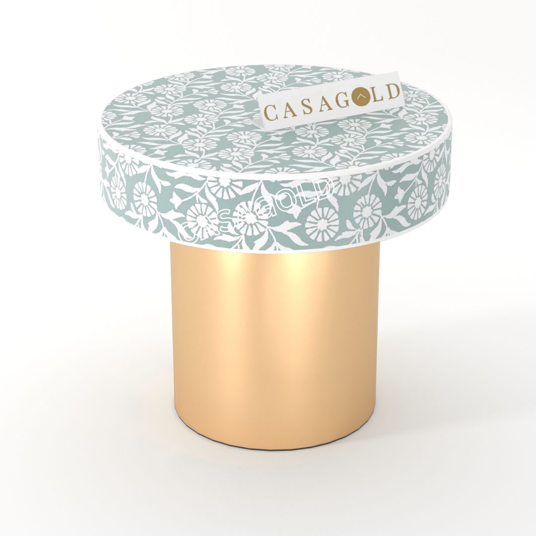 "White bone inlay bedside table featuring a unique round pattern for a luxurious touch"
