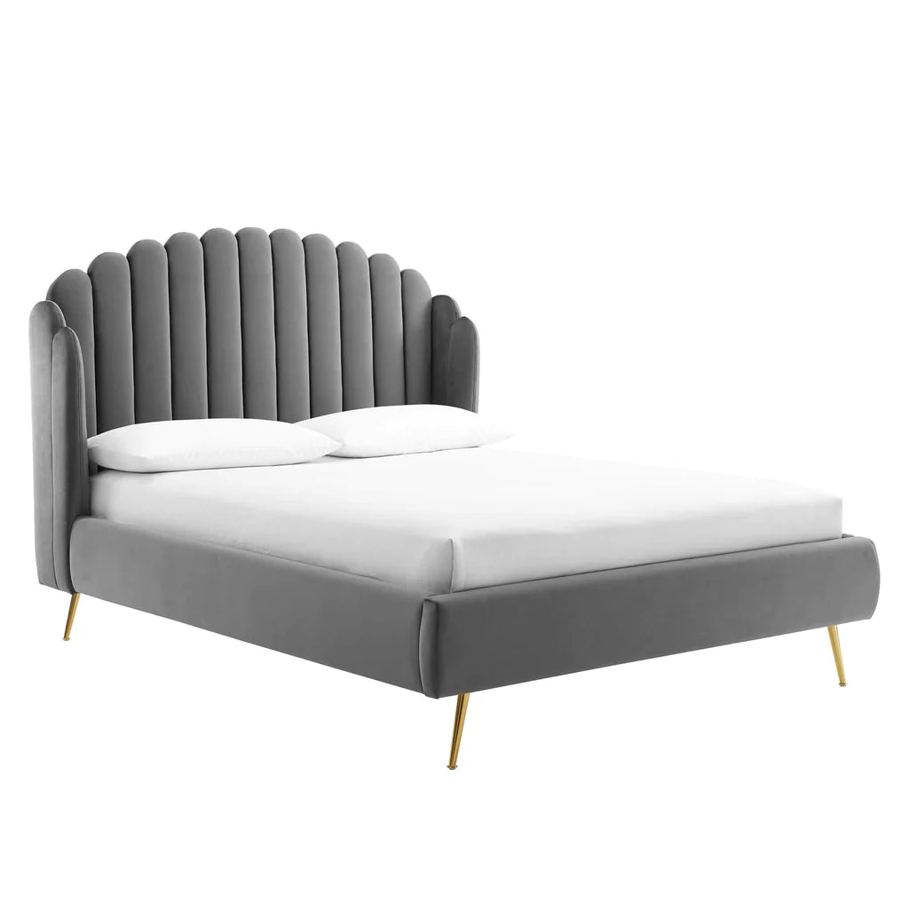 Sturdy wooden wings bed frame for modern decor