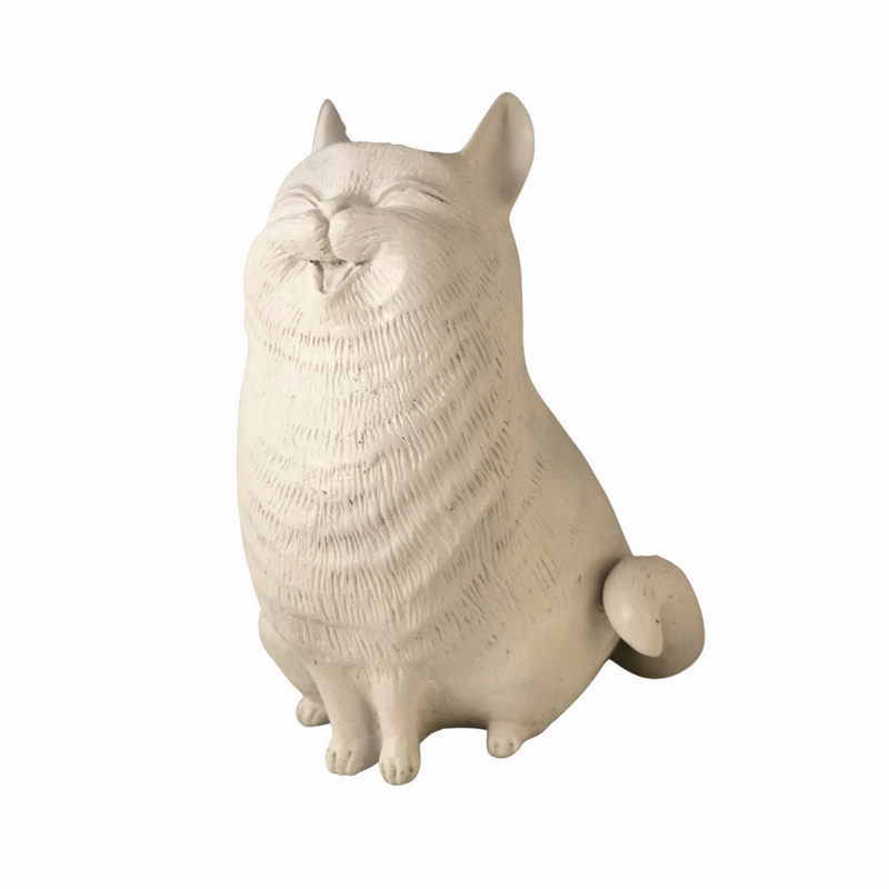 Happy Fat Cat Sculpture - WHITE