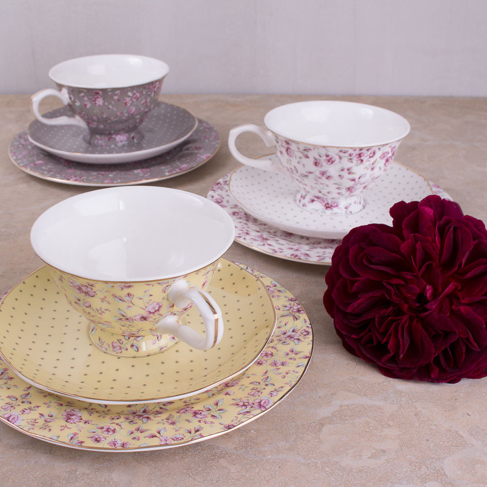 Ditsy Floral Grey Afternoon Tea Set