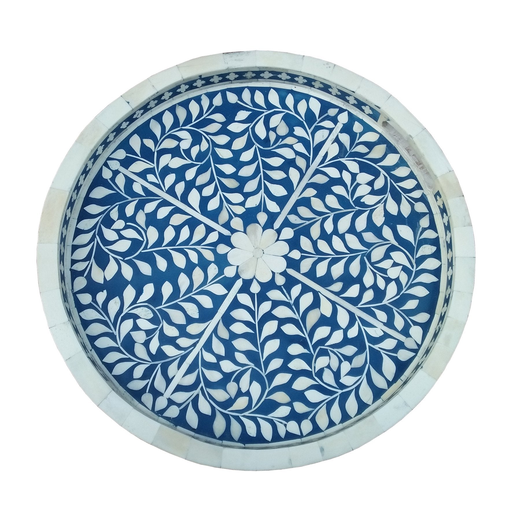 Bone Inlay Leaf Tray - Navy Blue