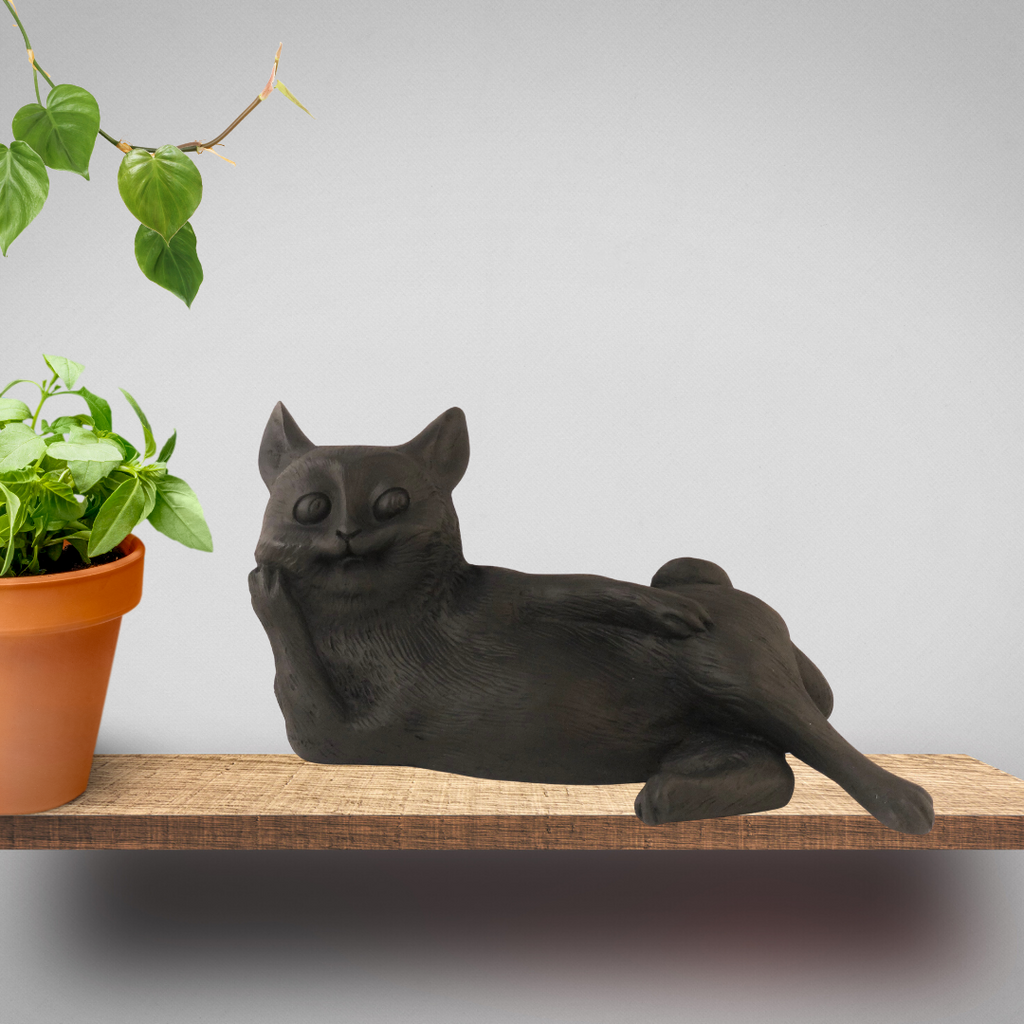 Relaxing Cat Sculpture - BLACK
