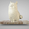 Happy Fat Cat Sculpture - WHITE