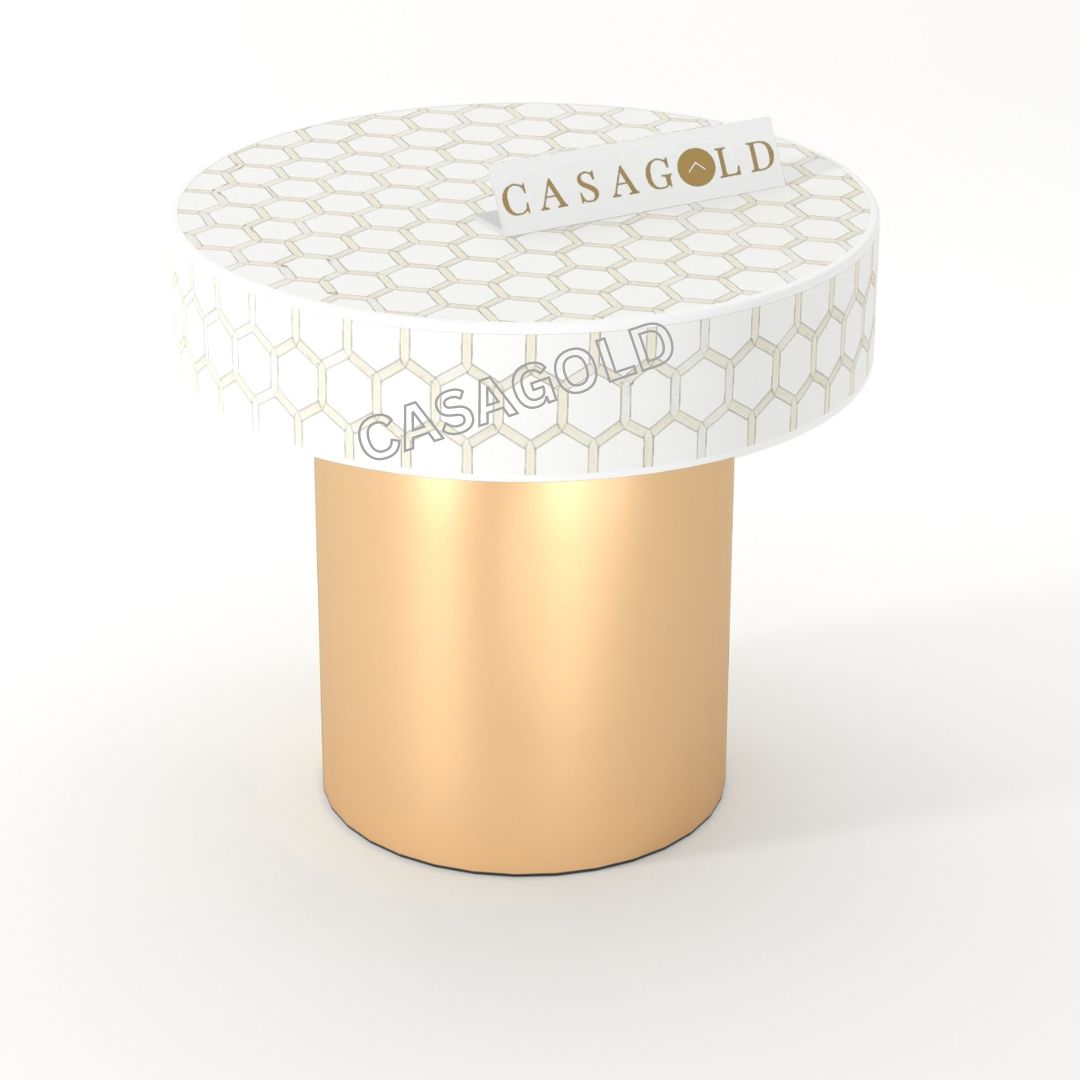  round bone inlay bedside table for contemporary interiors"
