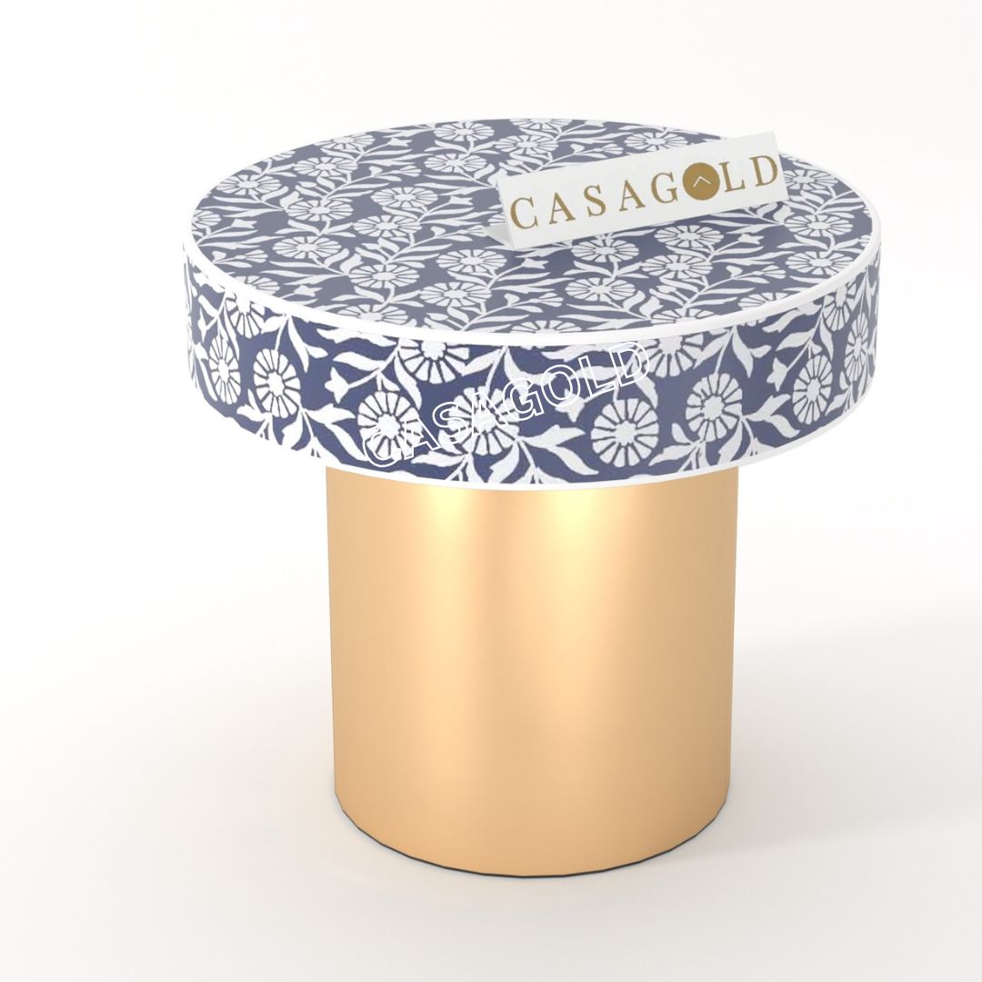  round inlay bedside table, perfect for compact and stylish spaces"
