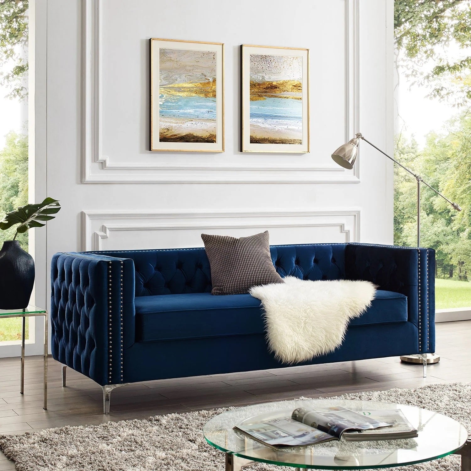 Handcrafted Tufted Velvet Sofa	