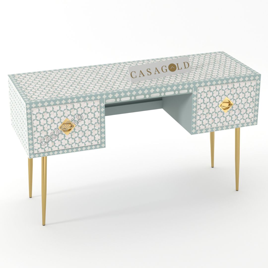 white bone inlay office desk for luxurious home workspaces
